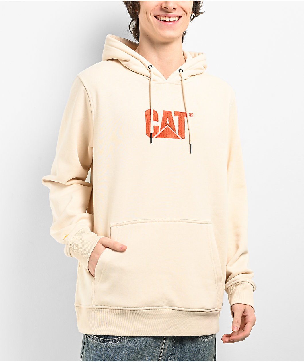 Caterpillar Fleece Logo Beige Hoodie