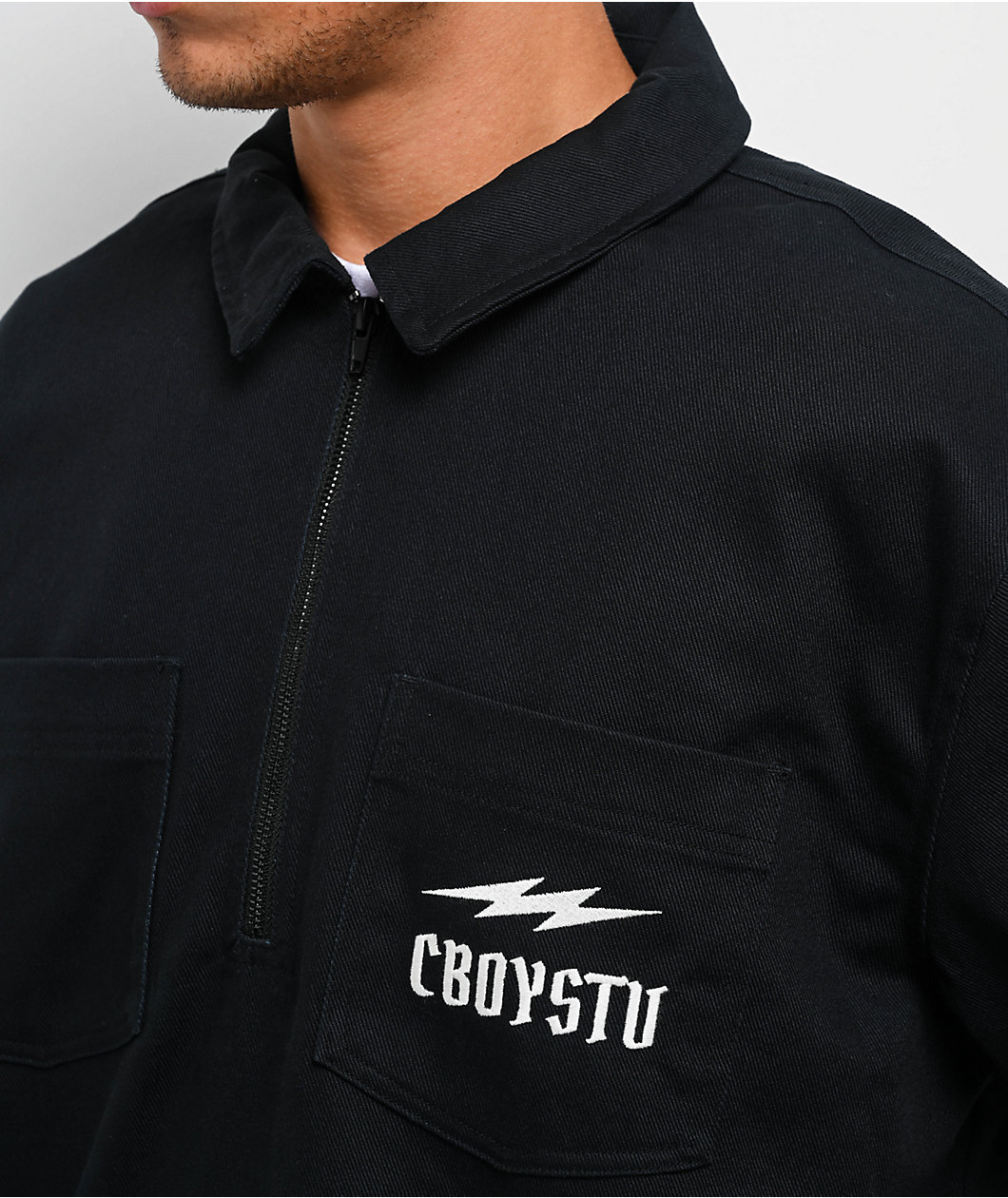 CboysTV Life Wide Open Black Quarter Zip Work Shirt