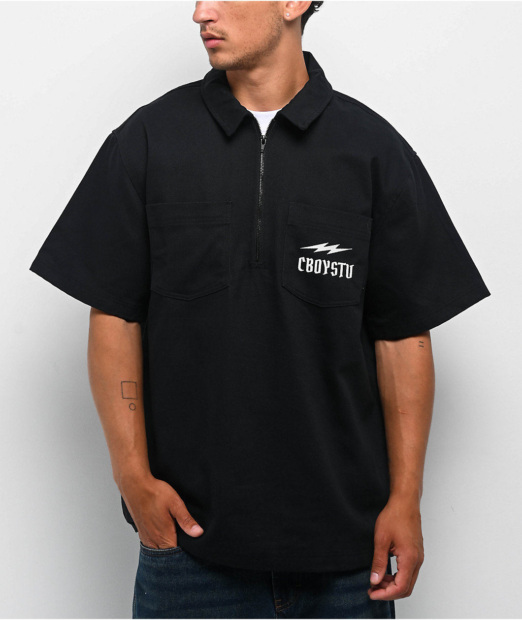 CboysTV Life Wide Open Black Quarter Zip Work Shirt