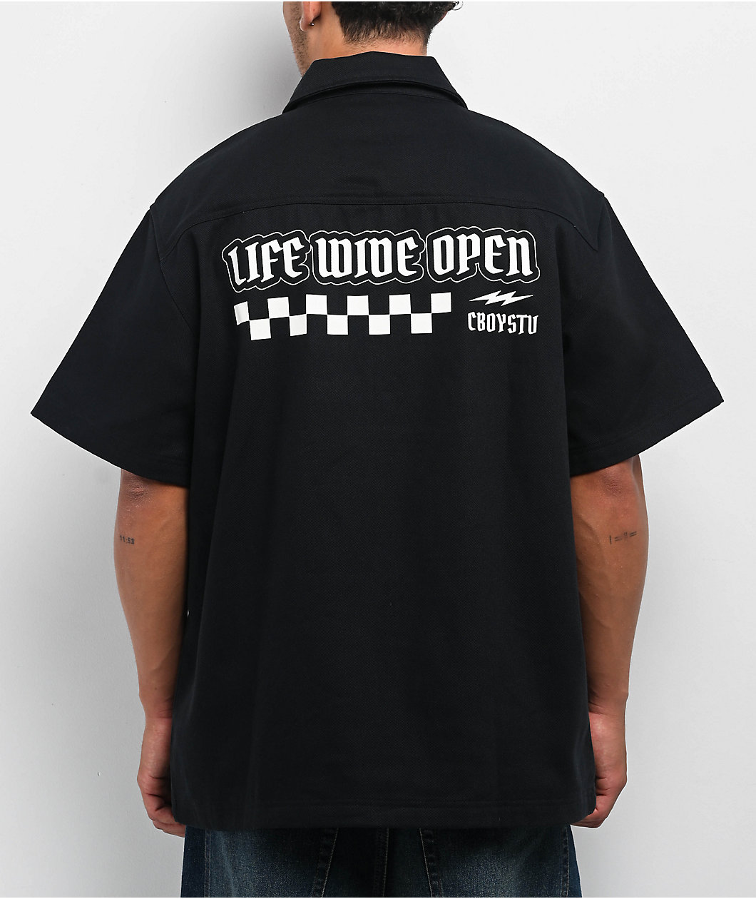 CboysTV Life Wide Open Black Quarter Zip Work Shirt
