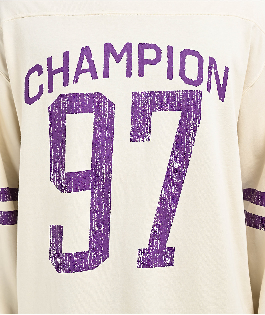 Champion Cream Purple Long Sleeve T Shirt