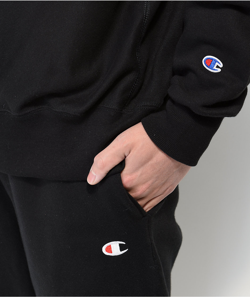 Champion GF70 Reverse Weave Black Creweck Sweatshirt