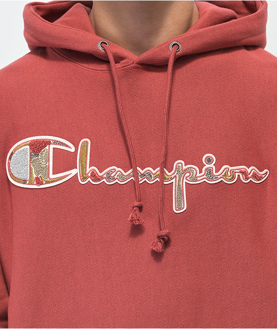 Champion Mixed Motif Red Hoodie