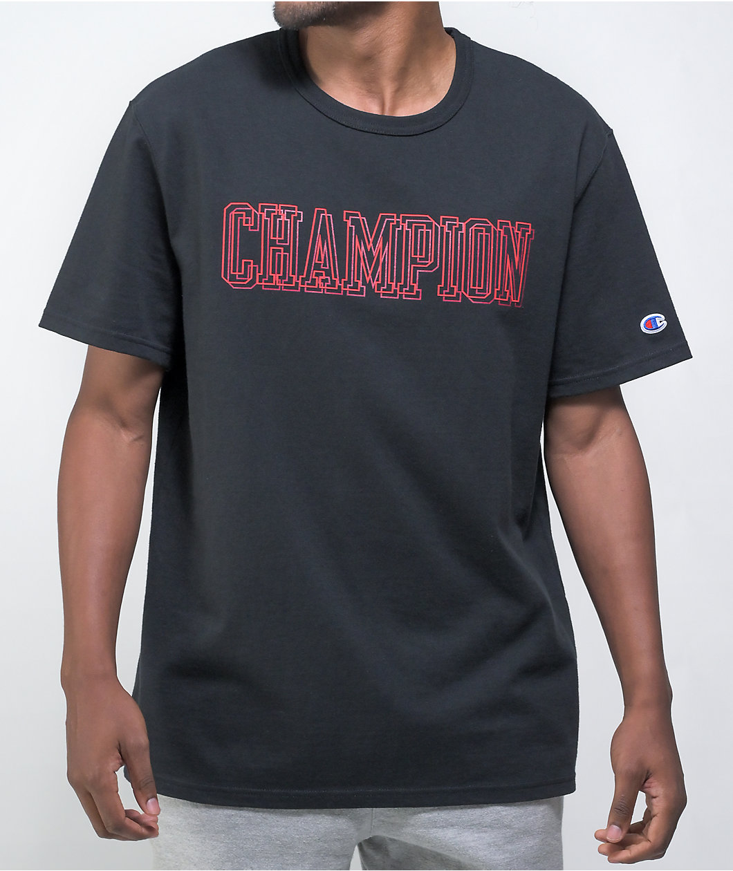 Champion Puff Print Graphic Black T-Shirt