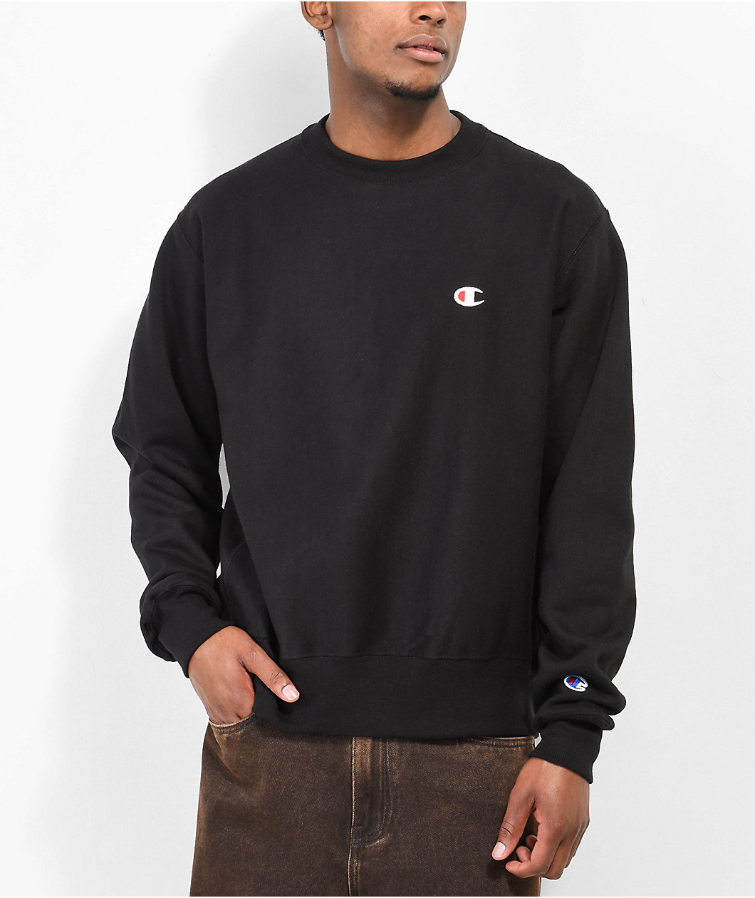 Champion Reverse Weave Black Crewneck