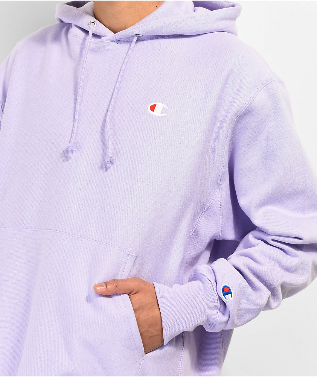 Champion Reverse Weave Small C Lavender Hoodie