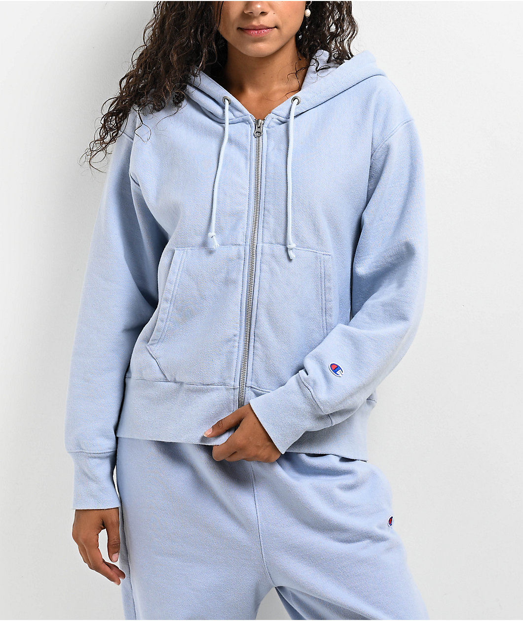 Champion Stadium Reverse Weave Pewter Blue Zip Hoodie