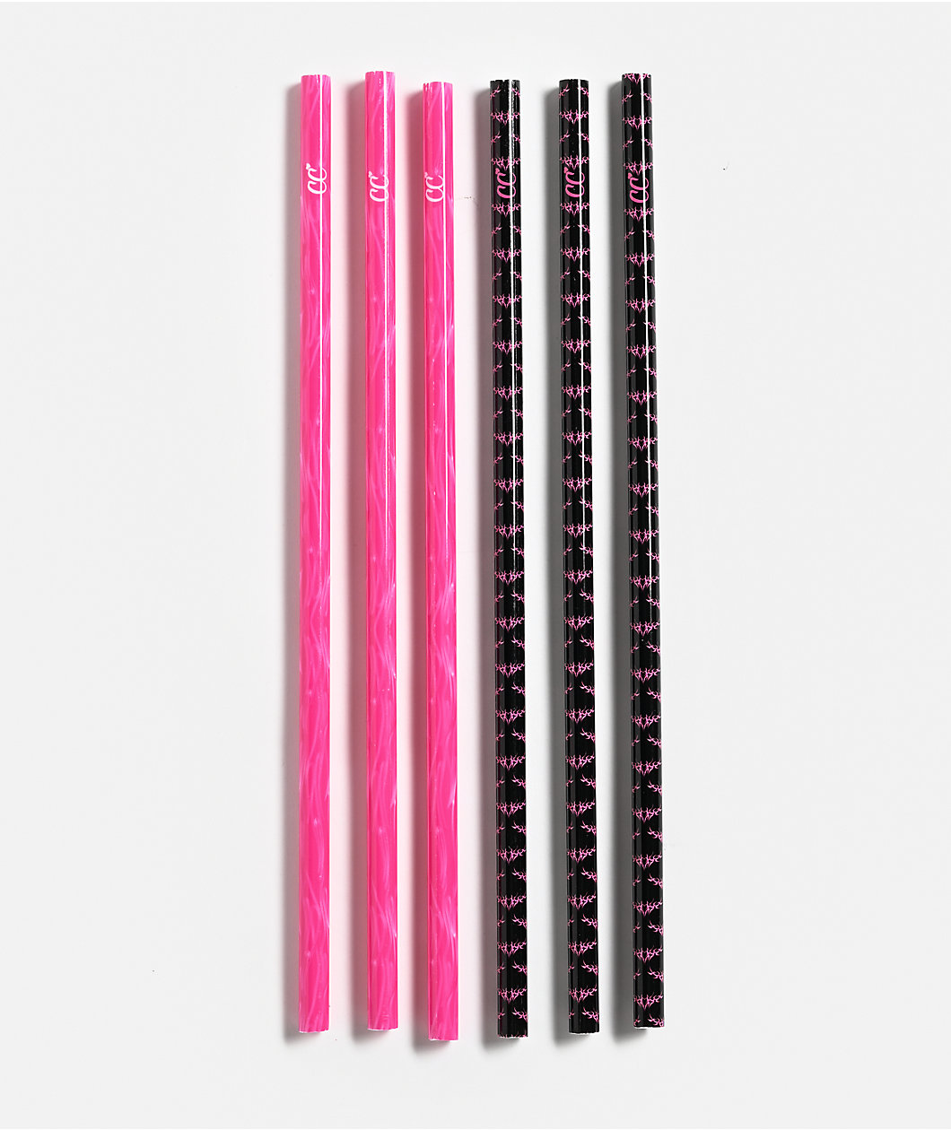 CharCharms Cyber Black & Pink 6 Pack 40oz Tumbler Straws
