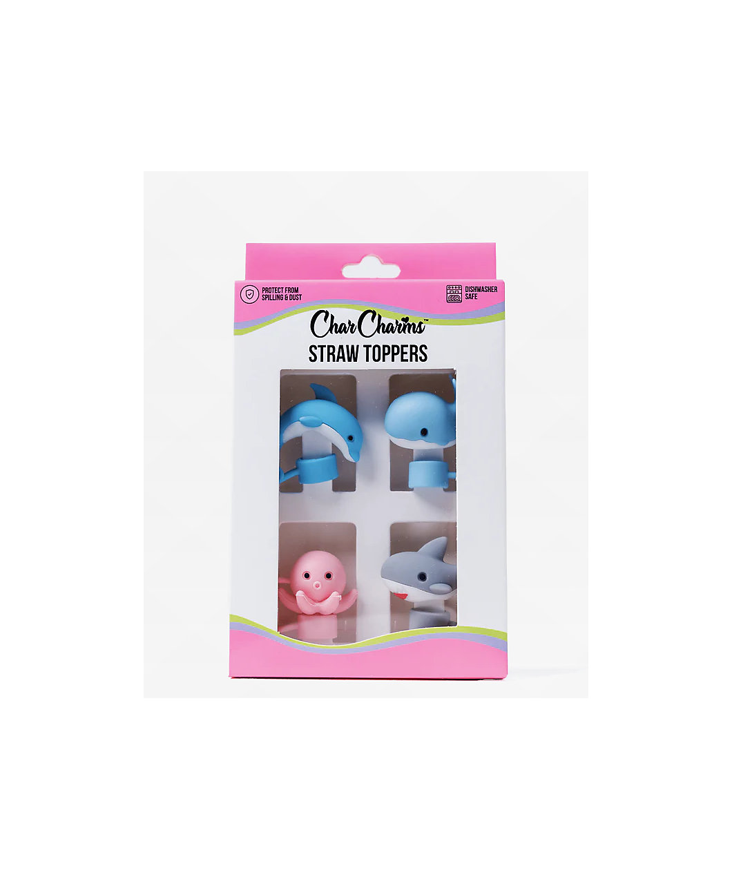 CharCharms Sea Animals 4-Pack Straw Toppers