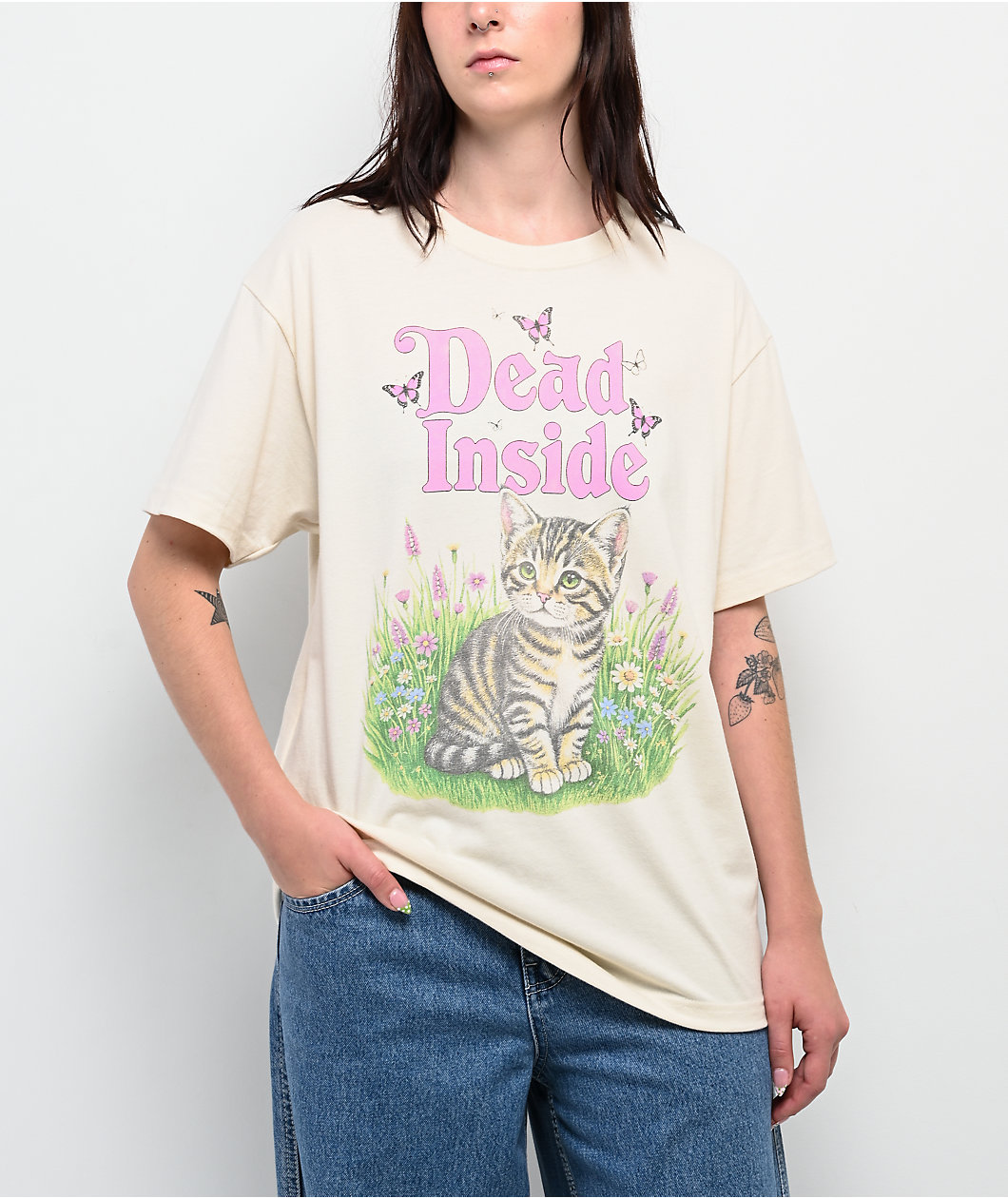 Club Vintage Dead Inside White T-Shirt