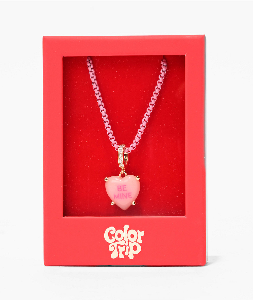 Color Trip Candy Heart Pink Necklace