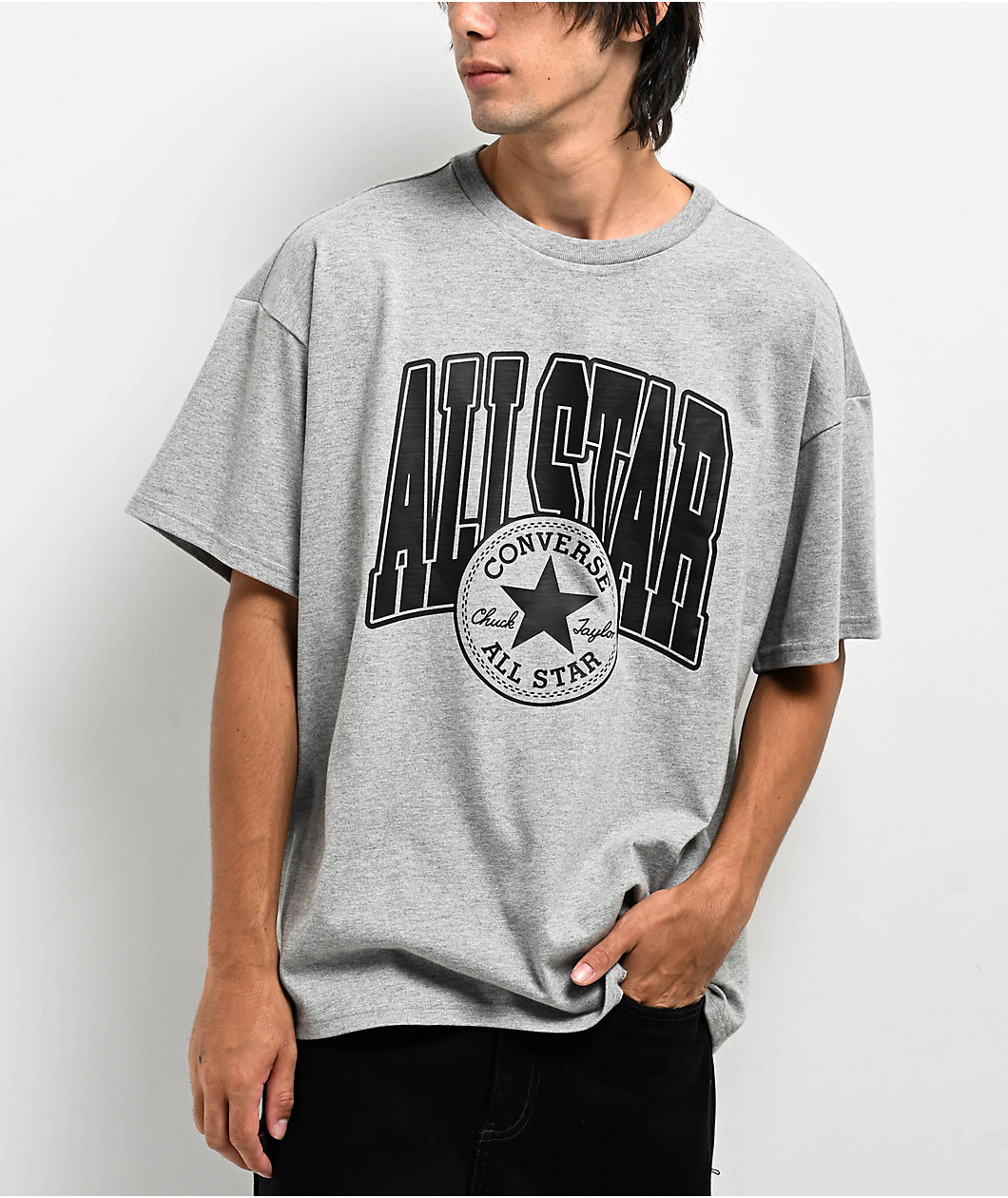 Grey converse t shirt hotsell