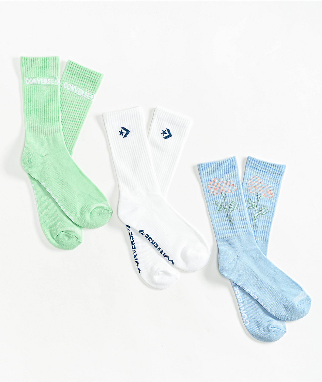 Converse Chevron Leaf 3 Pack Crew Socks