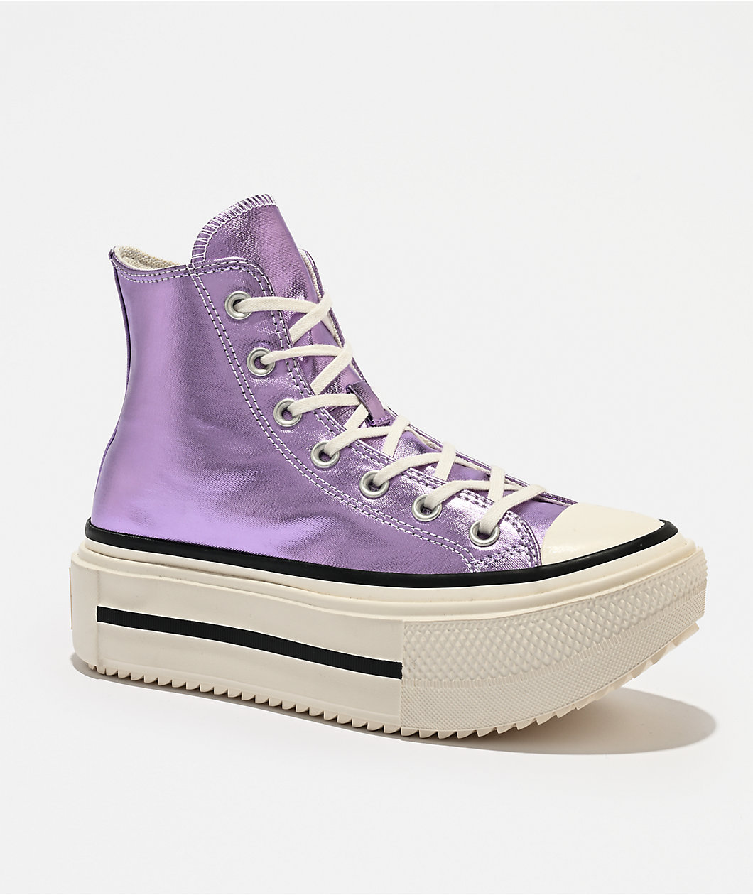 Converse Chuck Taylor All Star Lift Double Stack Purple & White Platform Shoes