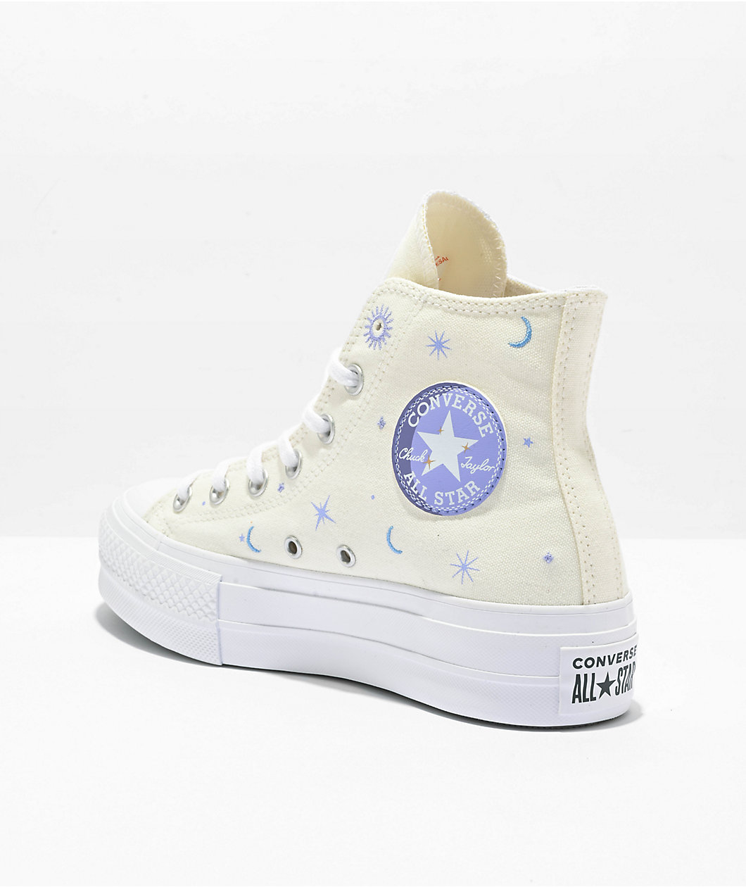 Converse Chuck Taylor All Star Lift Timeless White Embroidery High Top Platform Shoes