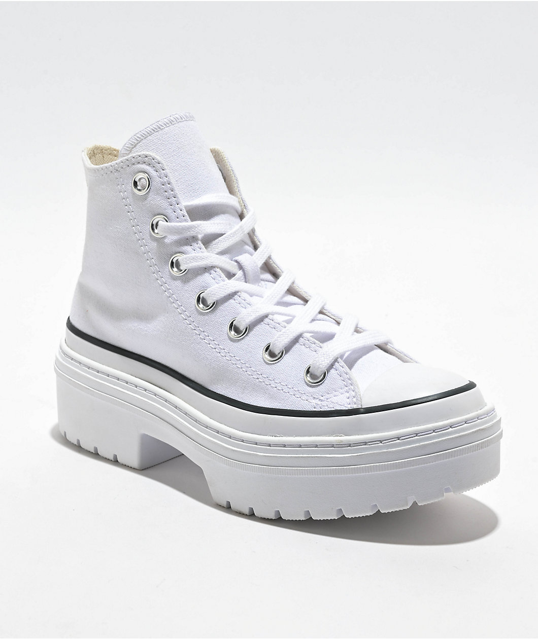 Converse Chuck Taylor All Star Lugged Heel White Canvas Platform Shoes MainPlace Mall