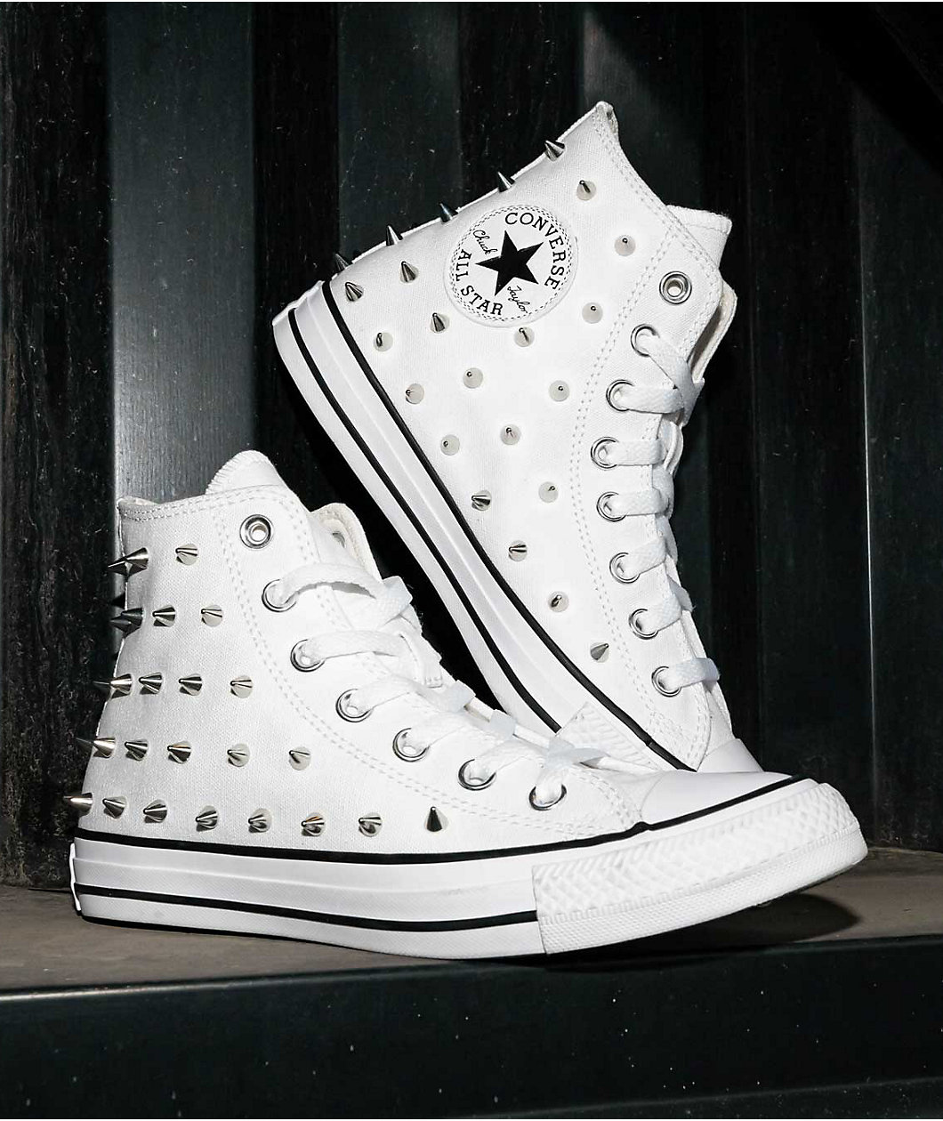 Converse Chuck Taylor All Star White Studded High Top Shoes