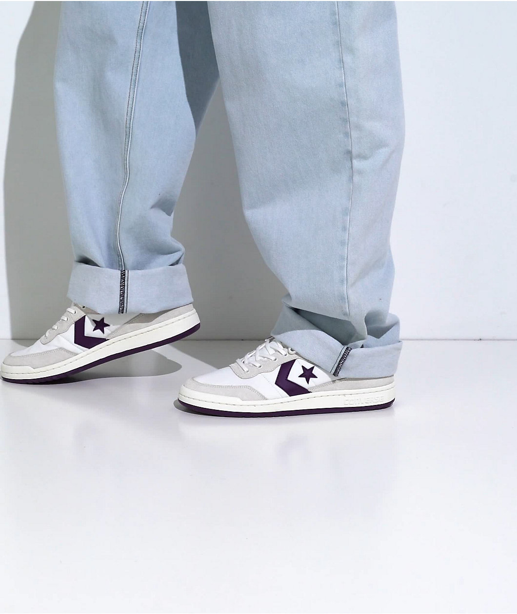 Converse Fastbreak Pro White & Purple Skate Shoes