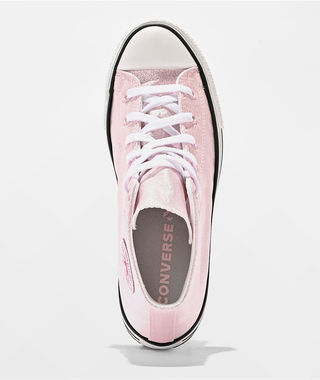 Converse Kids Chuck Taylor All Star Lift Shine New Found Bloom & White High Top Platform Shoes