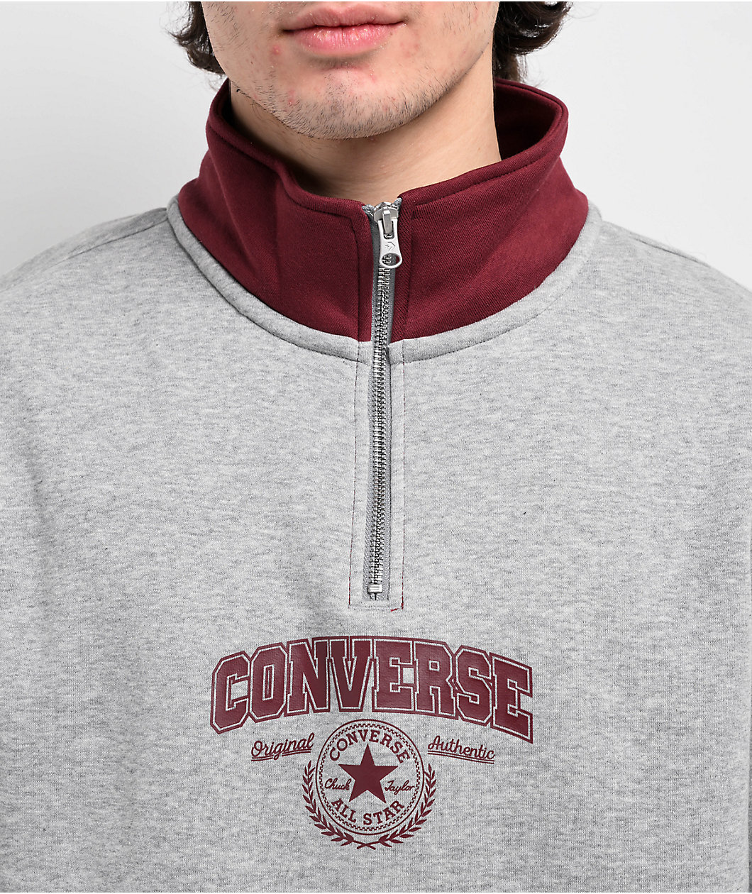 Converse Retro Grey Quarter Zip Sweatshirt