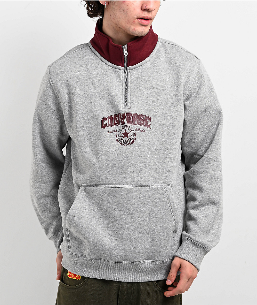 Converse Retro Grey Quarter Zip Sweatshirt