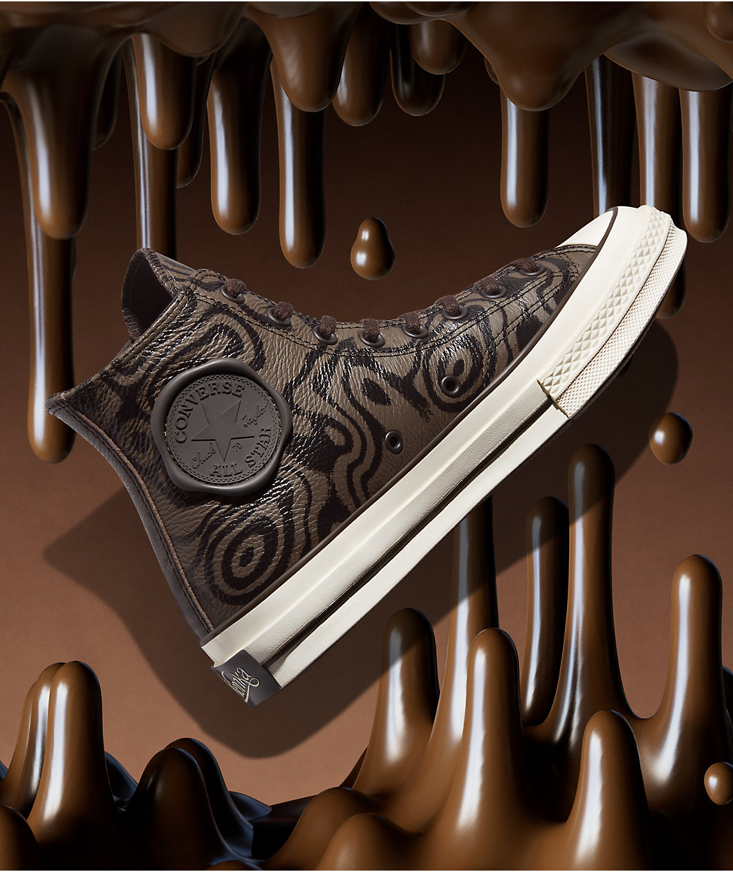 Converse x Wonka Chuck 70 Chocolate Swirl Leather Skate Shoes