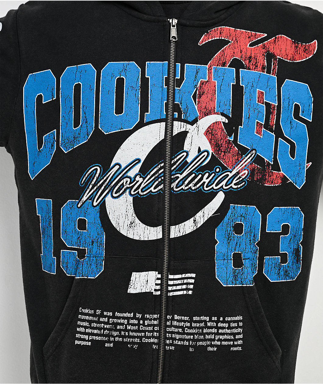Cookies Champions Only Black Wash Zip Hoodie