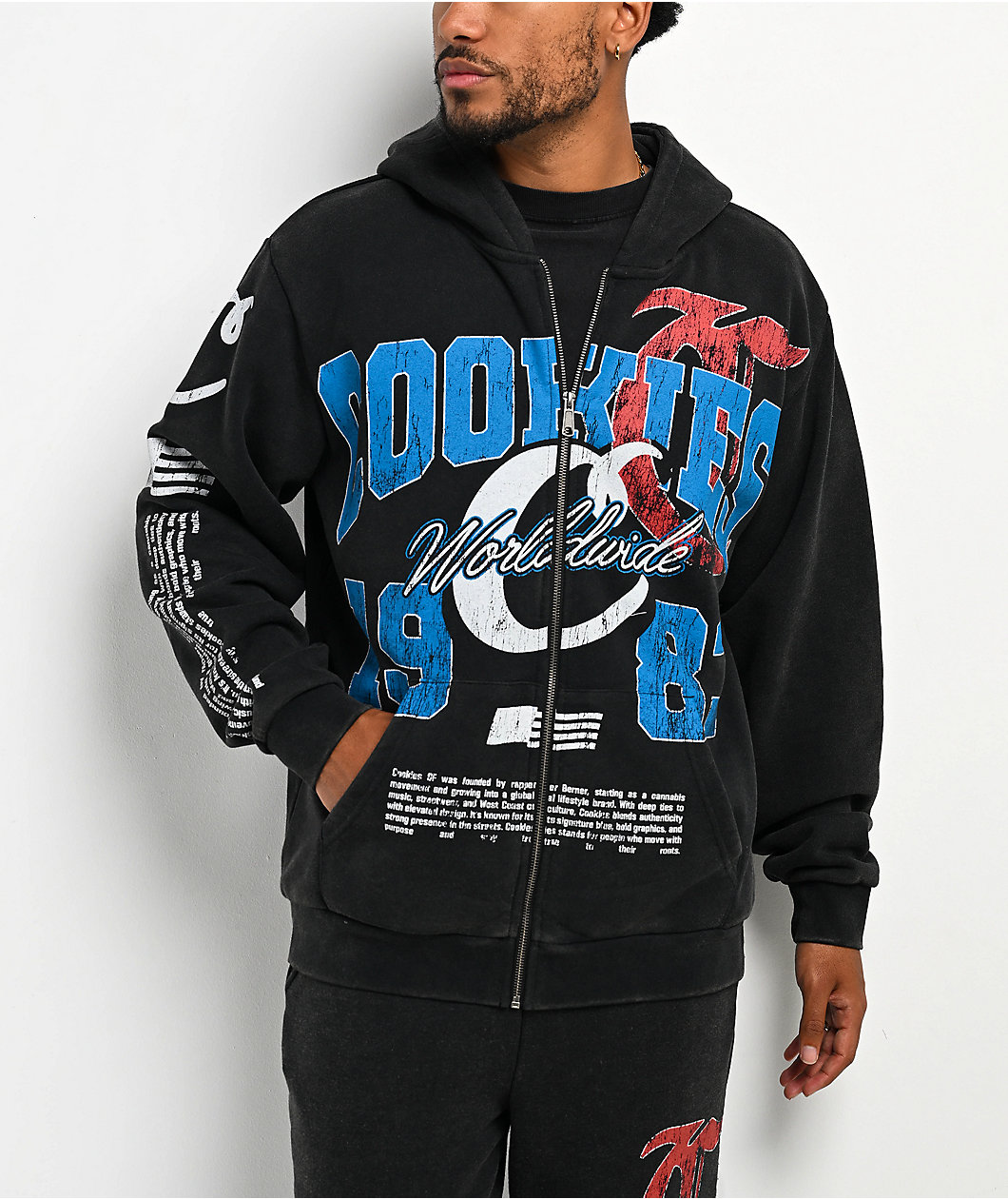 Cookies Champions Only Black Wash Zip Hoodie