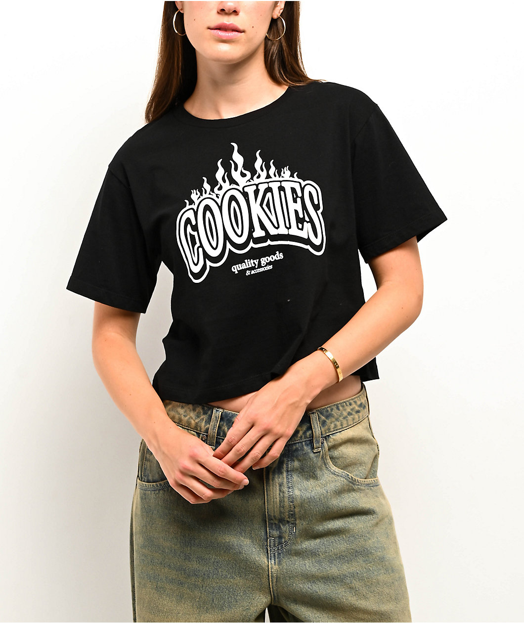 Cookies Flame Black Crop T-Shirt
