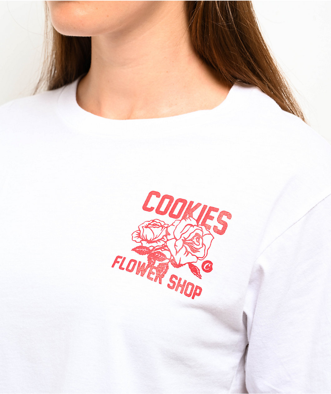 Cookies Flower Shop White Crop T-Shirt