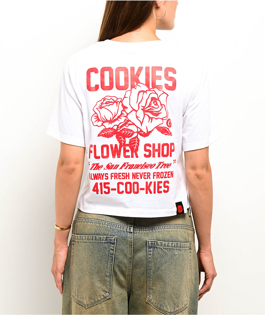 Cookies Flower Shop White Crop T-Shirt