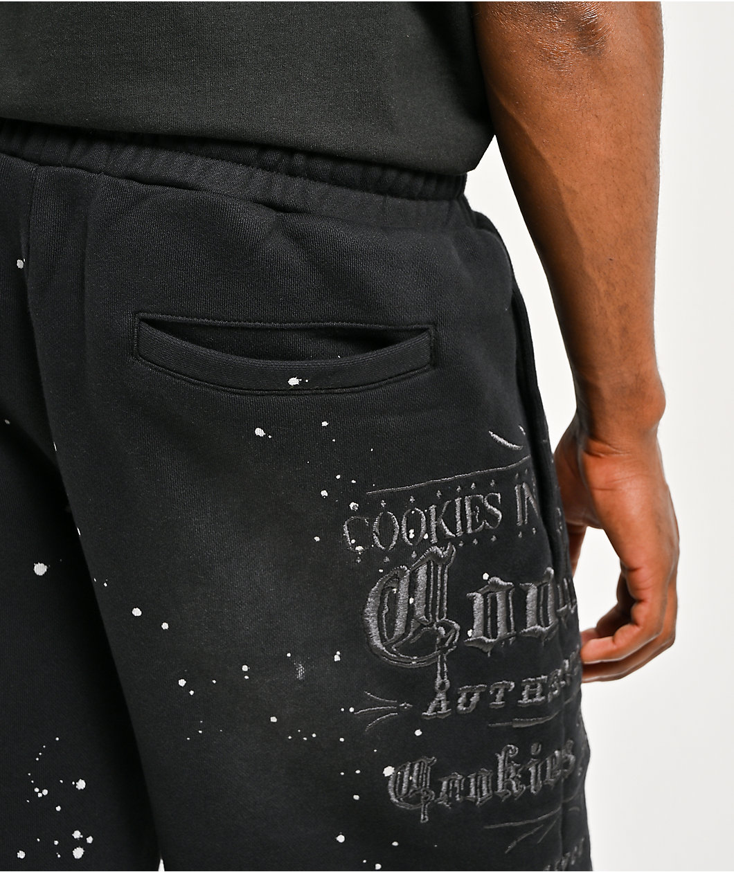 Cookies Gold Rush Splatter Black Sweat Shorts