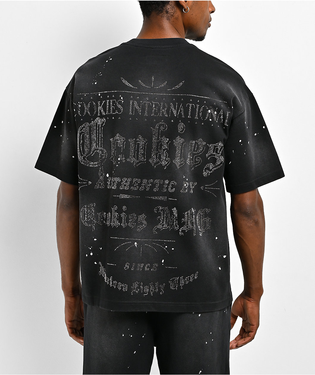 Cookies Gold Rush Splatter Rhinestone Black Crop T-Shirt