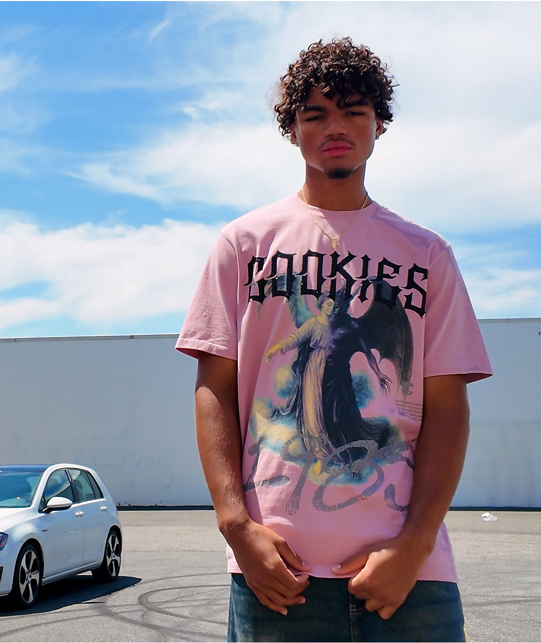 Cookies Heaven Or Hell Fallen Angel Pink Knit T-Shirt