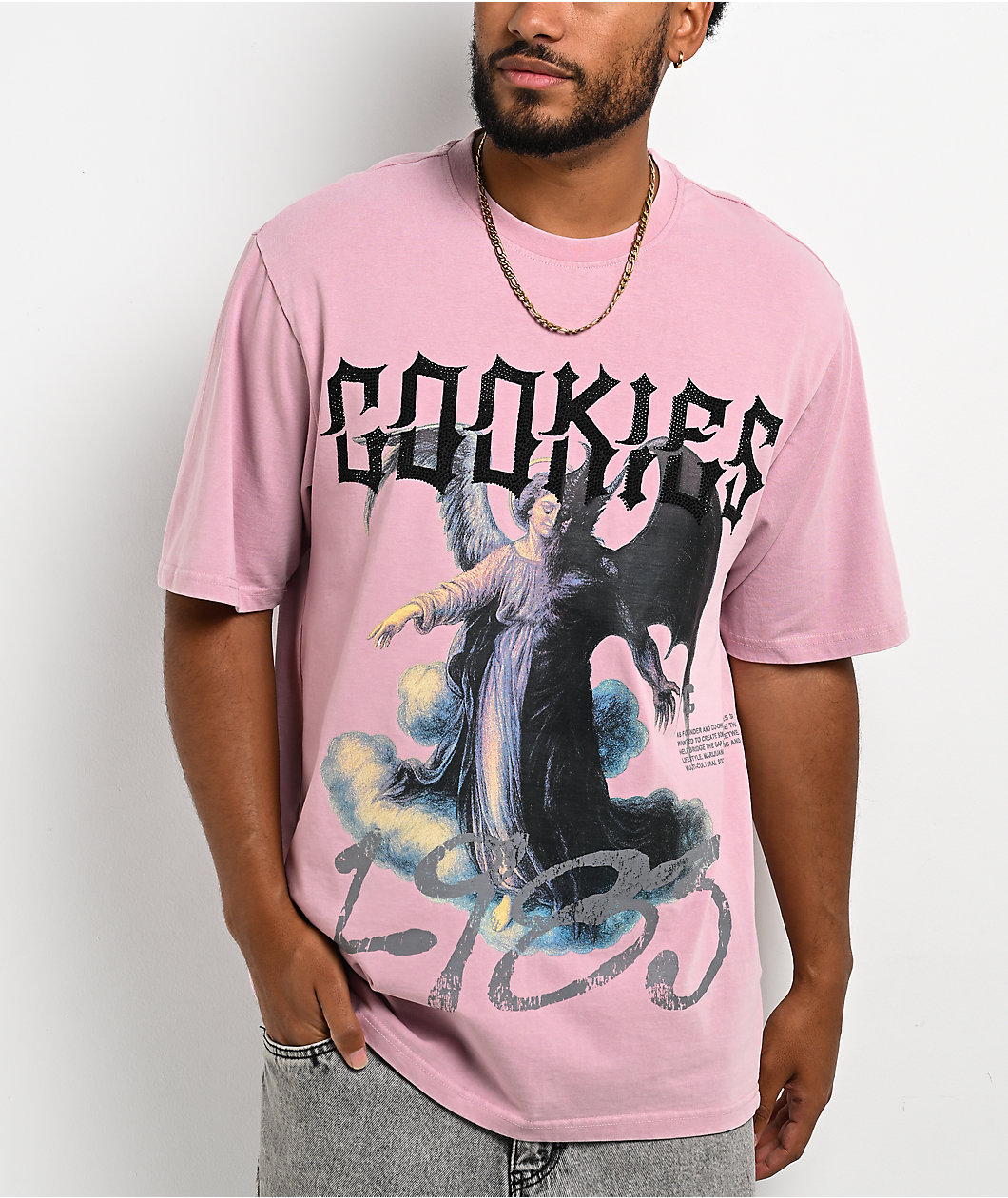 Cookies Heaven Or Hell Fallen Angel Pink Knit T-Shirt