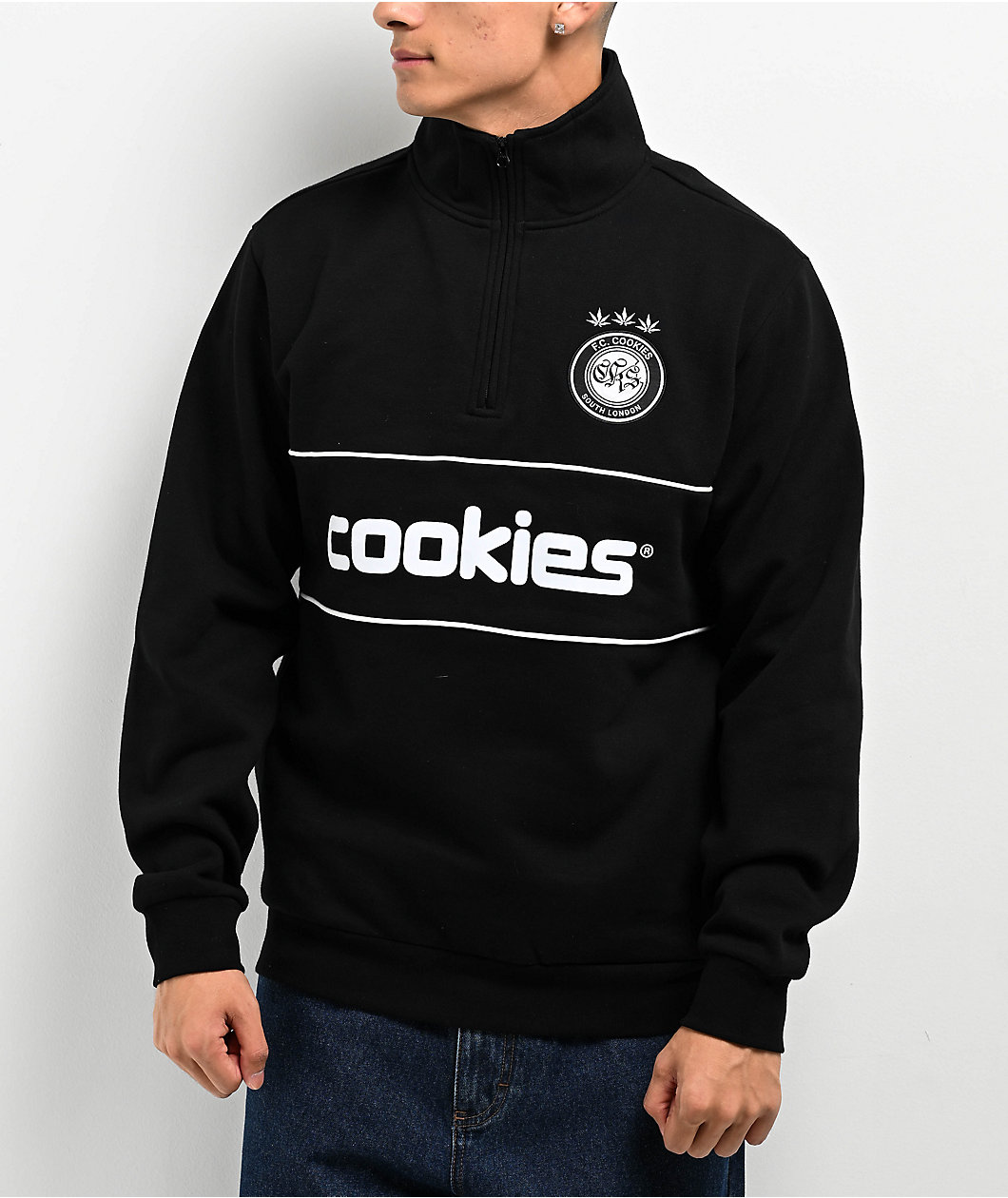 Cookies Hooliganism Black Quarter Zip Sweatshirt