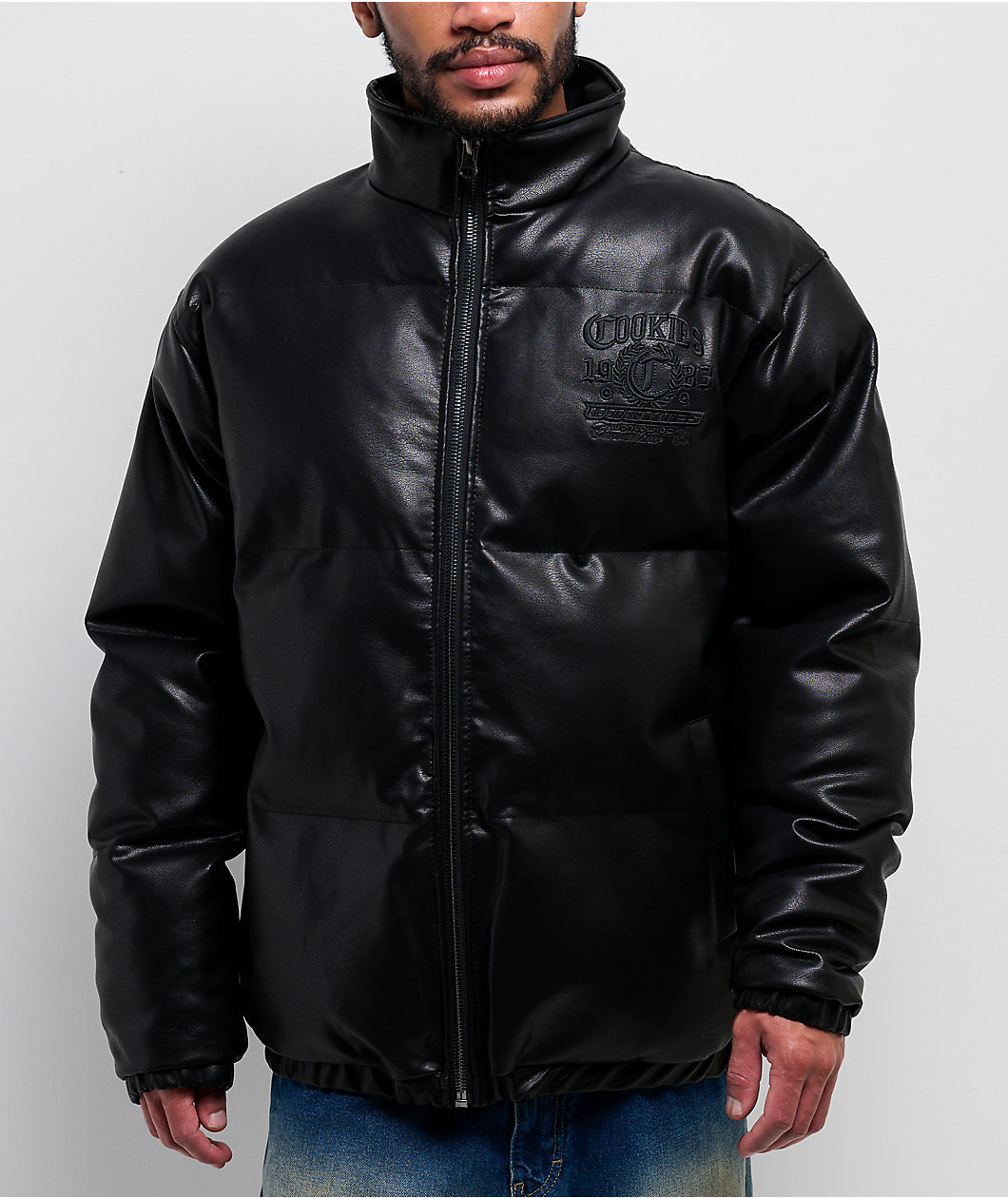 Cookies Paradise City Black Vegan Leather Puffer Jacket