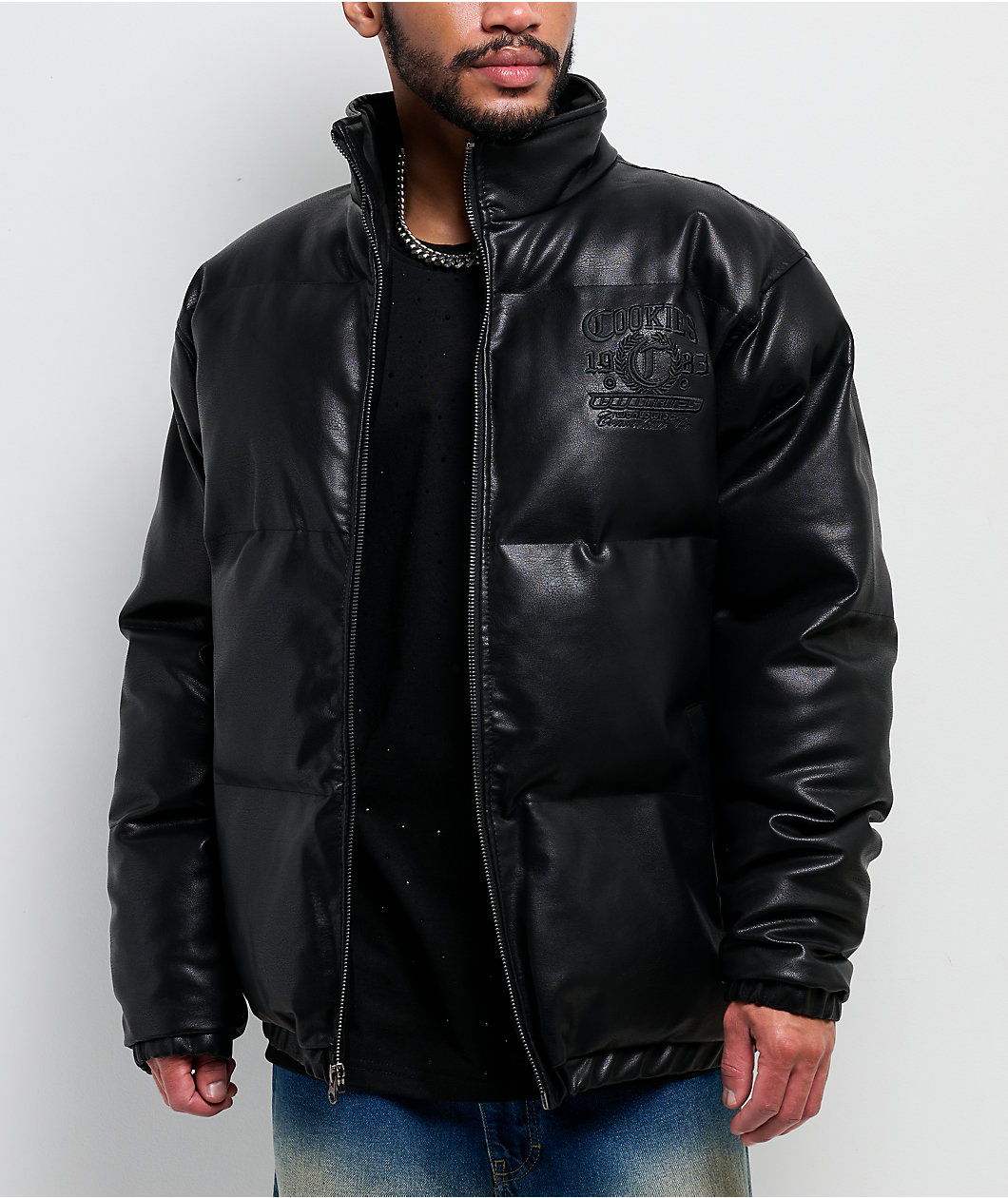 Cookies Paradise City Black Vegan Leather Puffer Jacket