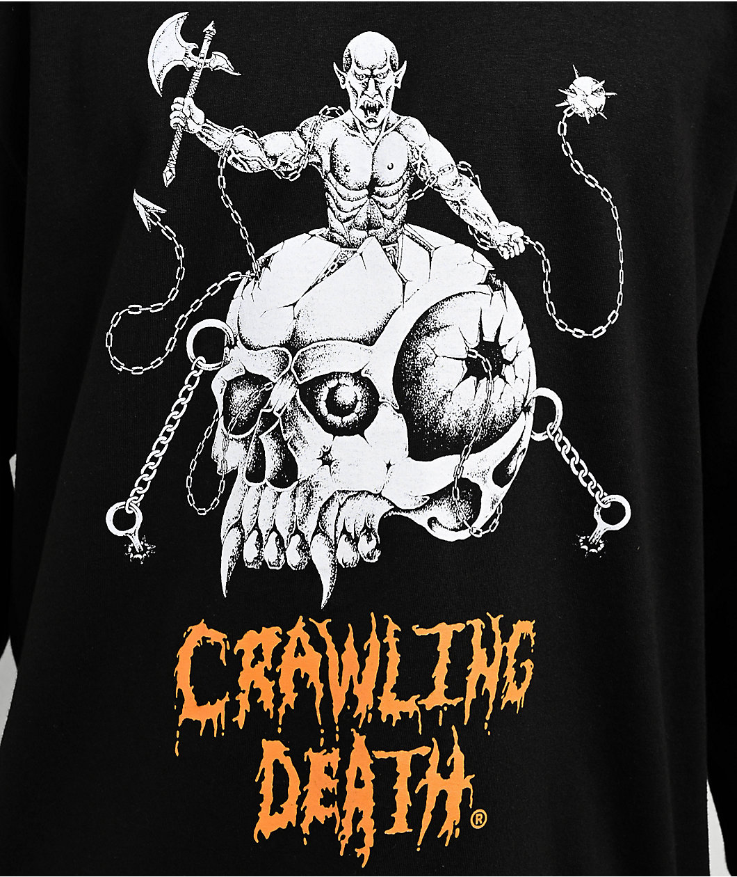 Crawling Death Skull Fighter Black Long Sleeve T-Shirt