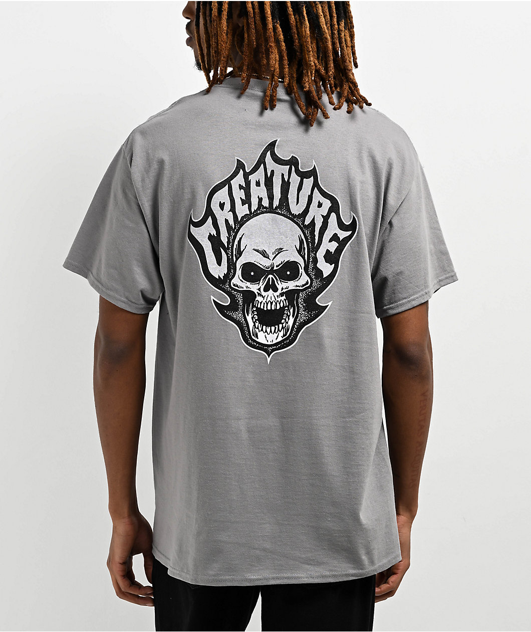 Creature Bonehead Flame Medium Grey T-Shirt