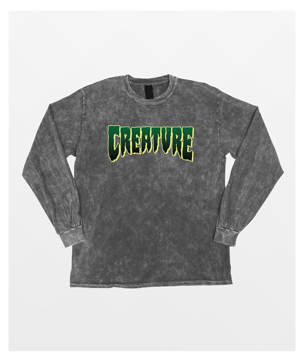 Creature Logo Grey Mineral Wash Long Sleeve T-Shirt
