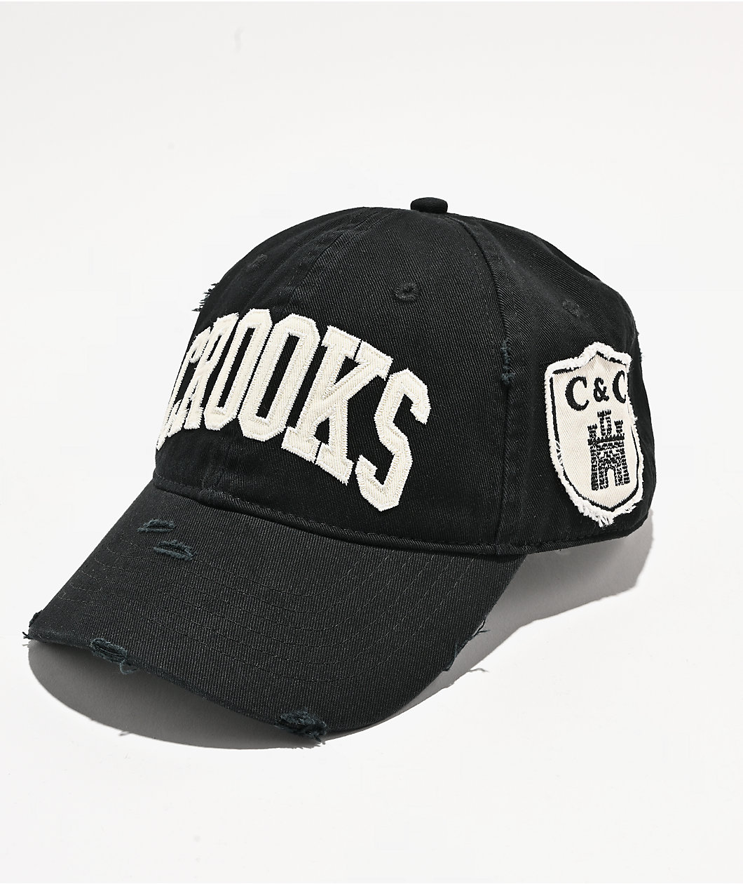 Crooks & Castles Collegiate Black Strapback Hat
