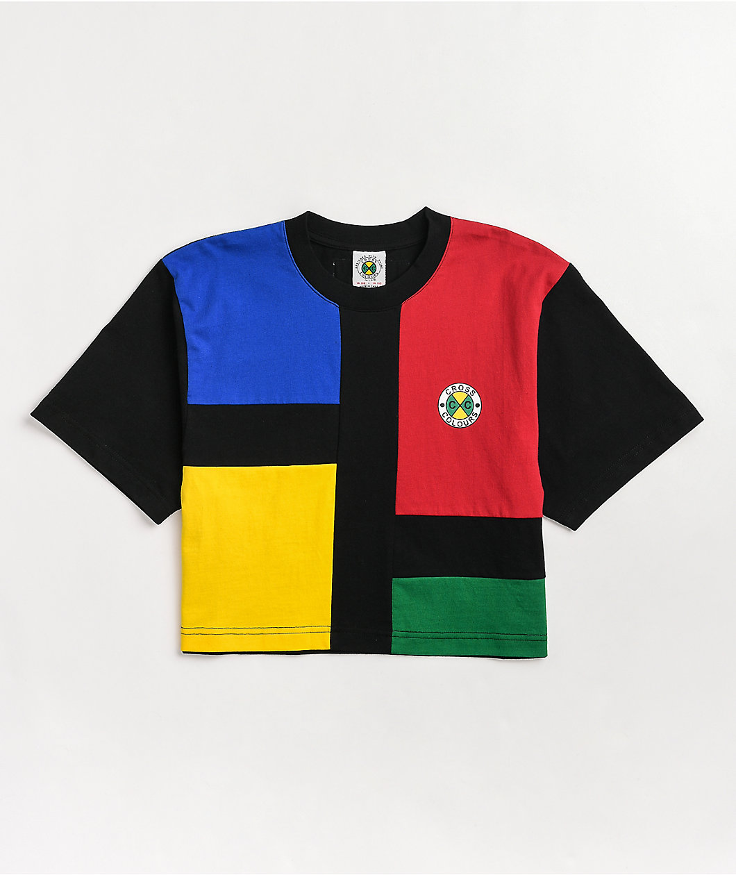 Cross Colours Assorted Black Colorblock Crop T-Shirt