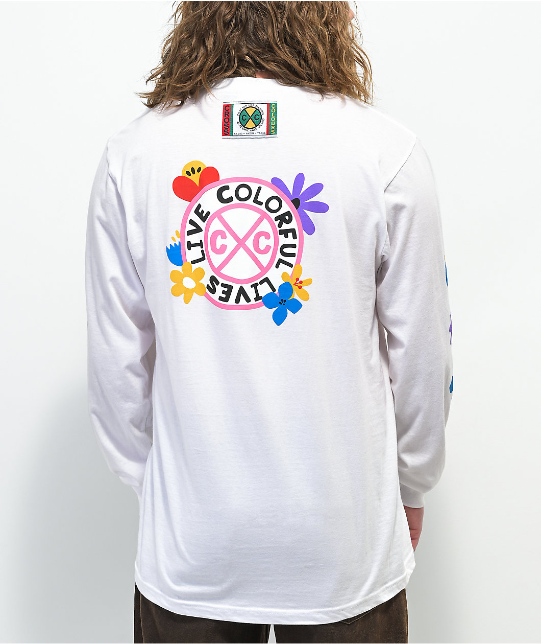 Cross Colours Live Colorful Lives White Long Sleeve T-Shirt