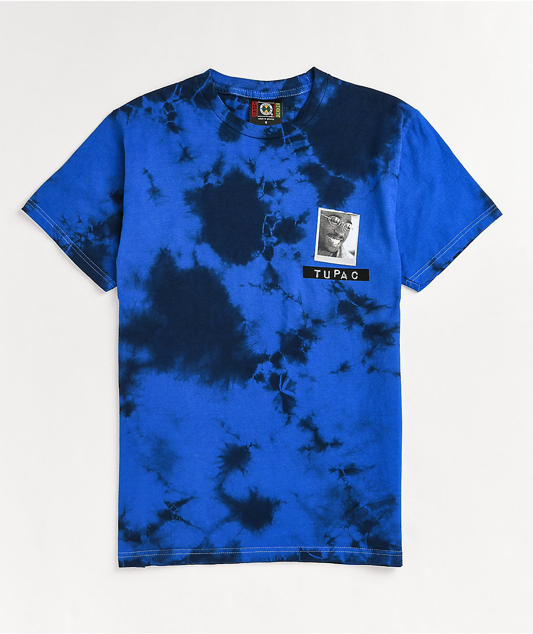 Cross Colours x Tupac All Smiles Blue Tie Dye T-Shirt