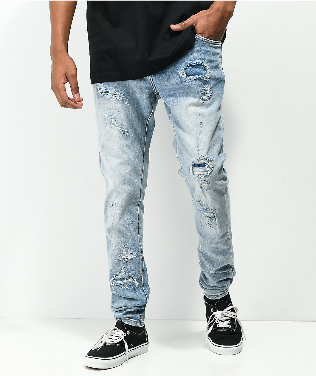 Crysp Atlantic Blue Rip & Repair Denim Skinny Jeans