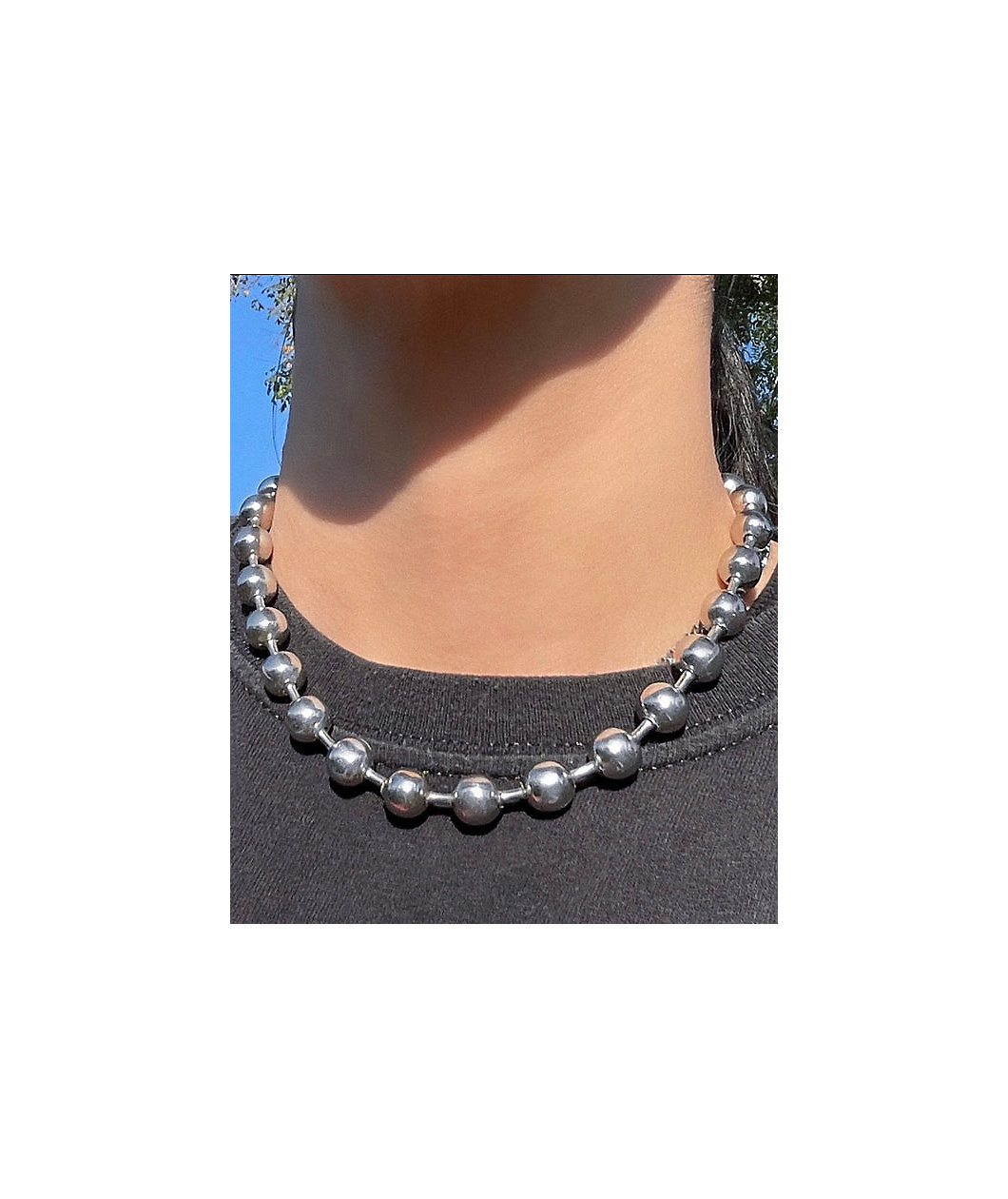 Cyberspace Shop Chunky Ball Silver Chain Necklace