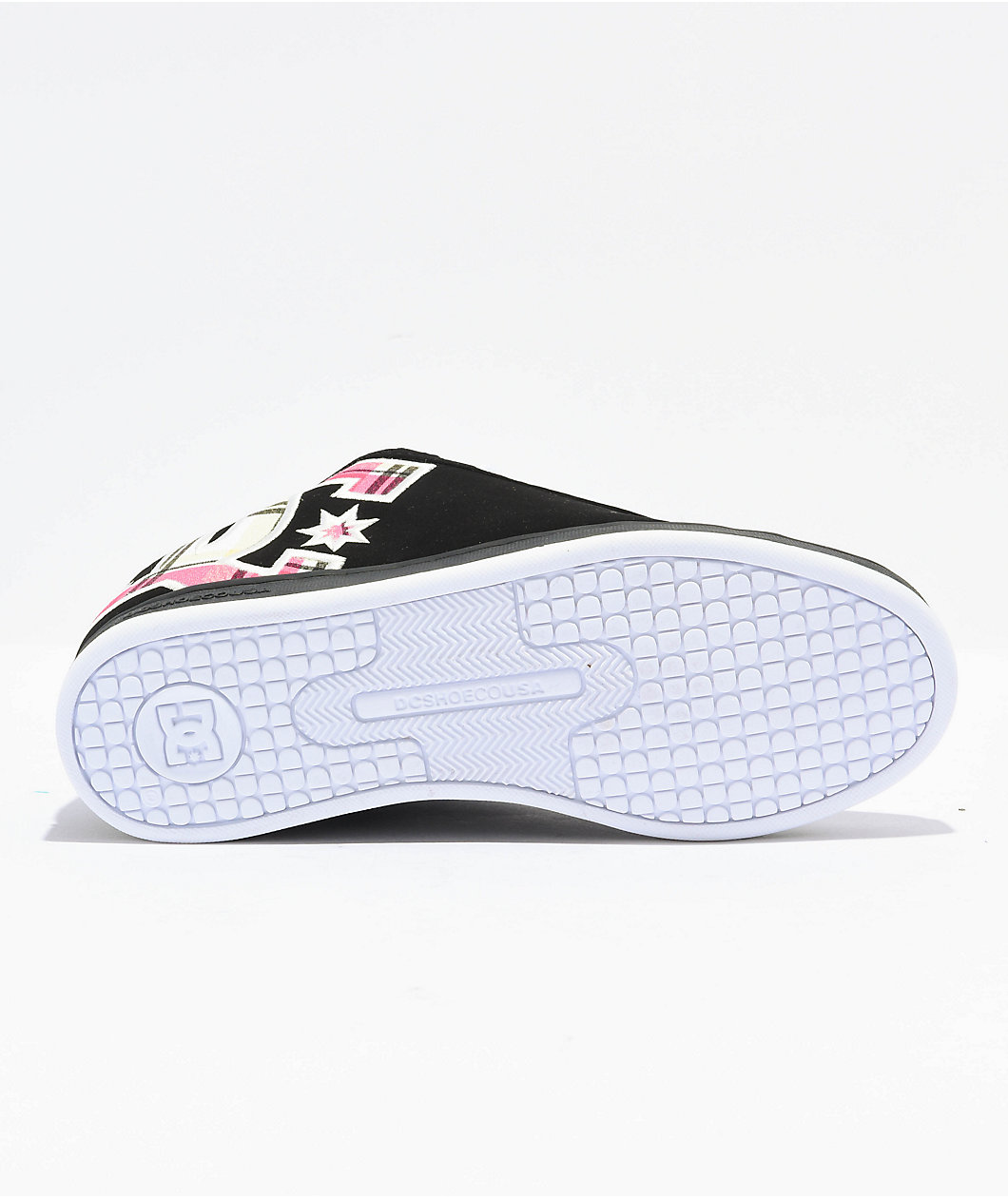 DC Court Graffik Black, Plaid & Pink Skate Shoes