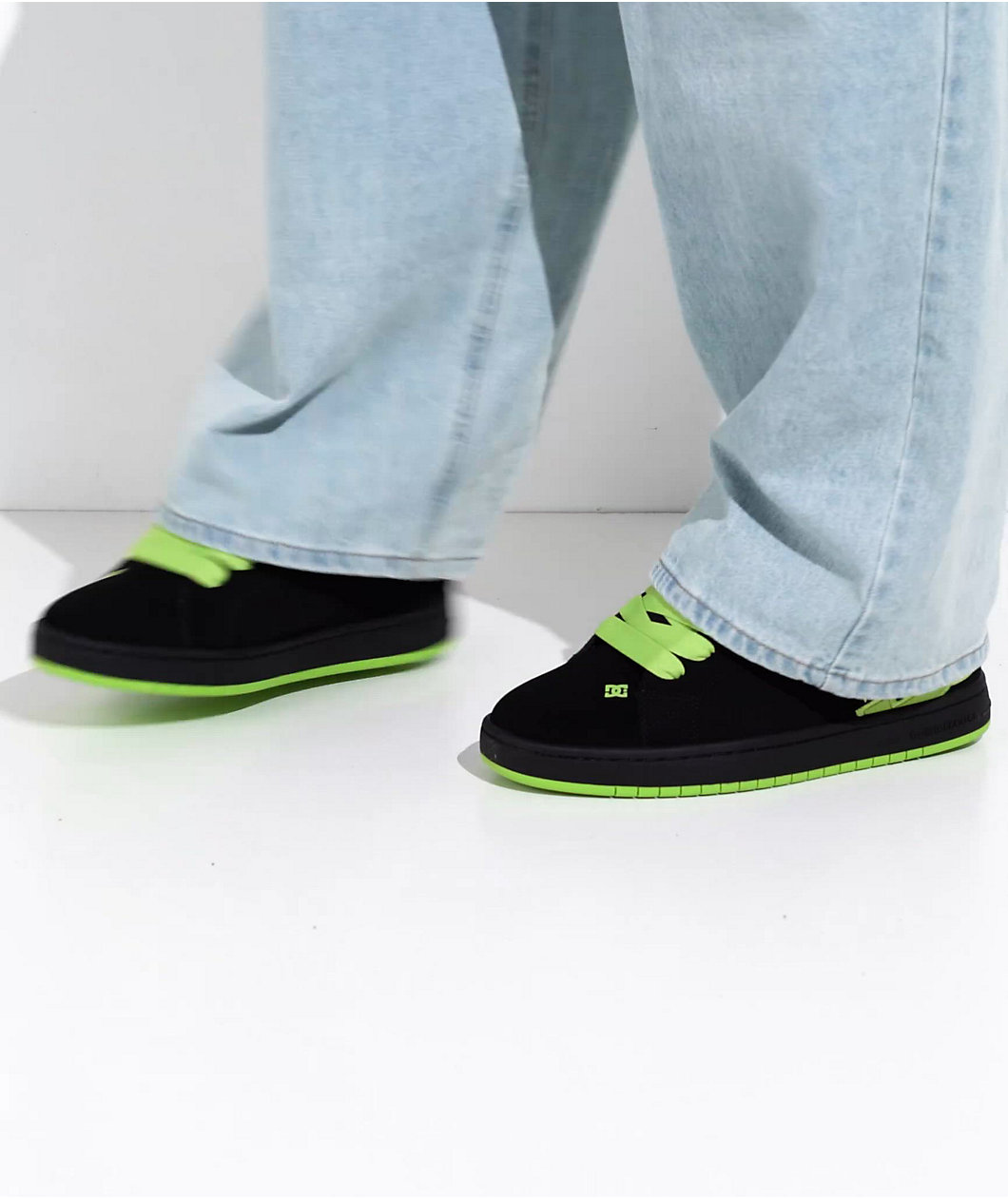 DC Court Graffik Black & Lime Green Skate Shoes