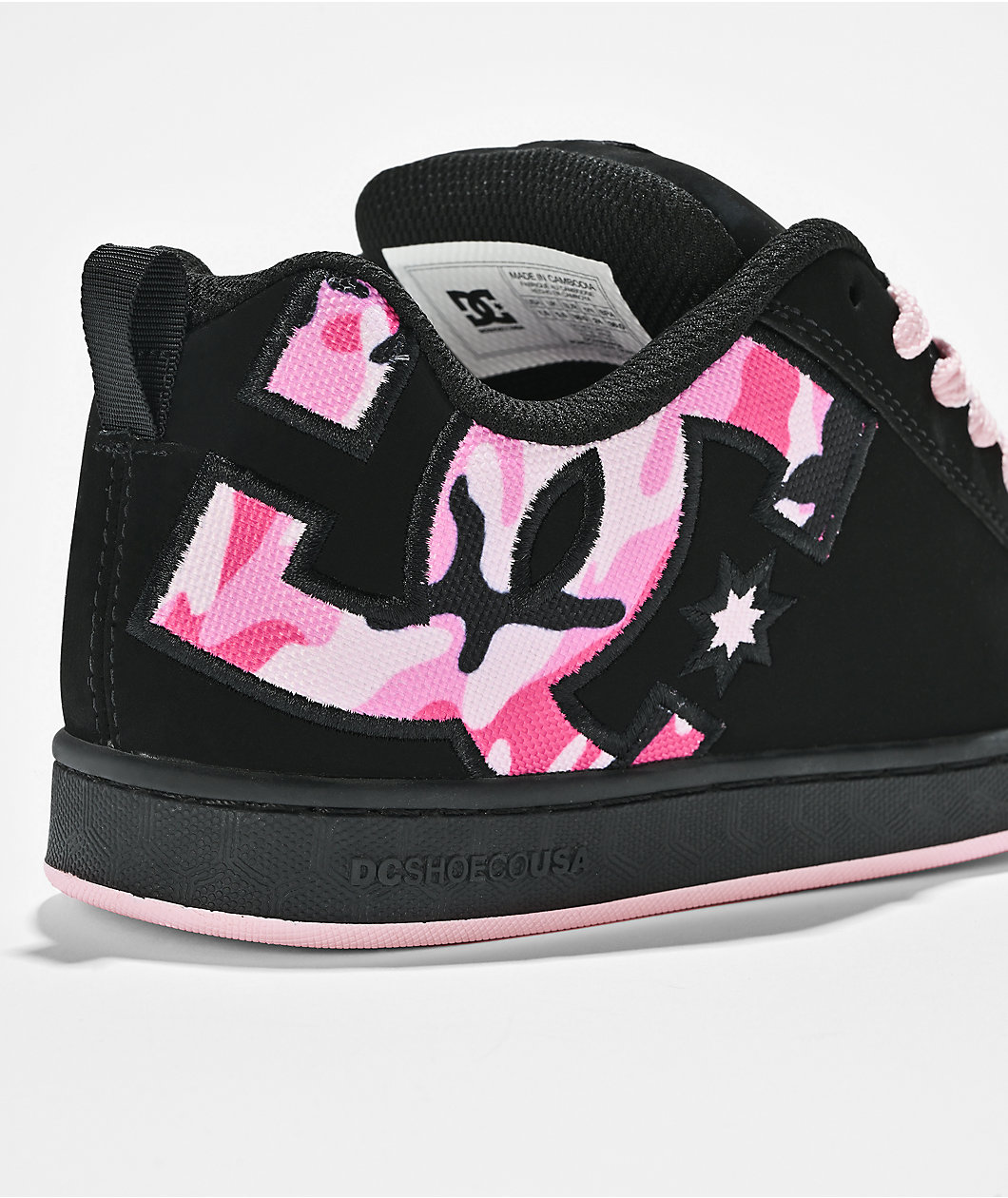 DC Court Graffik Black & Pink Camo Skate Shoes